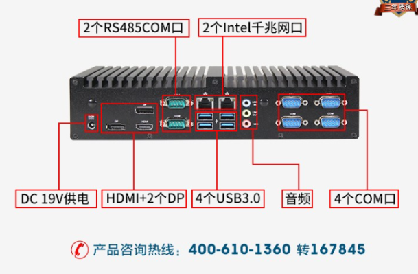 嵌入式无风扇工控机端口.png